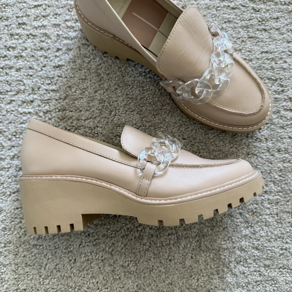 DOLCE VITA 8.5 Haris Leather Blush Platform Loafers